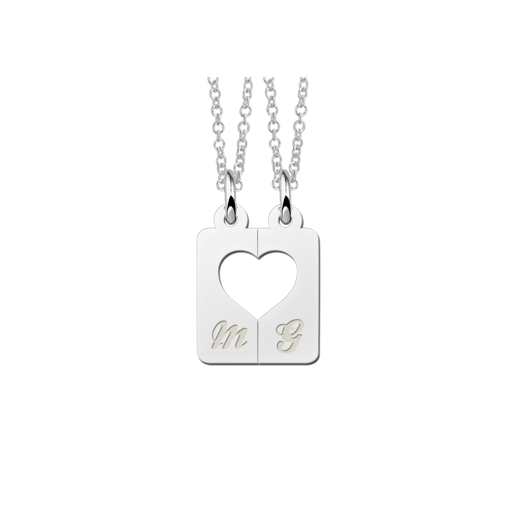 Silver interlocking pendant, heart