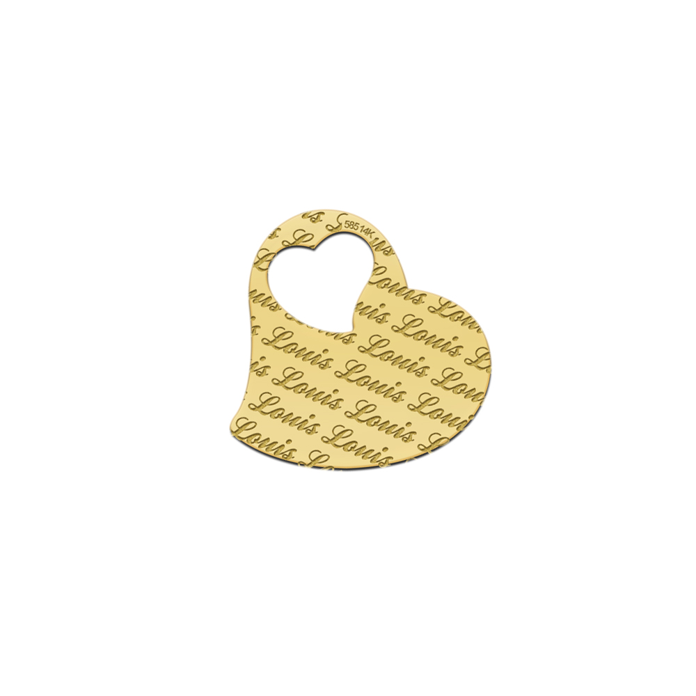 Golden heart pendant engraved