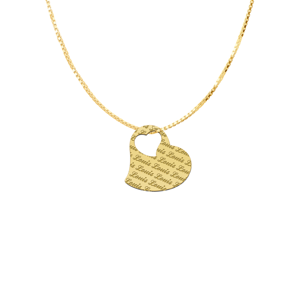 Golden heart pendant engraved