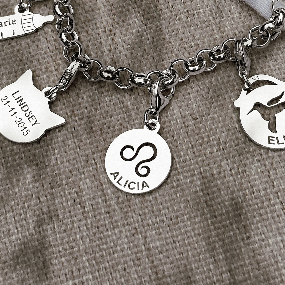 Silver zodiac namecharm Leo