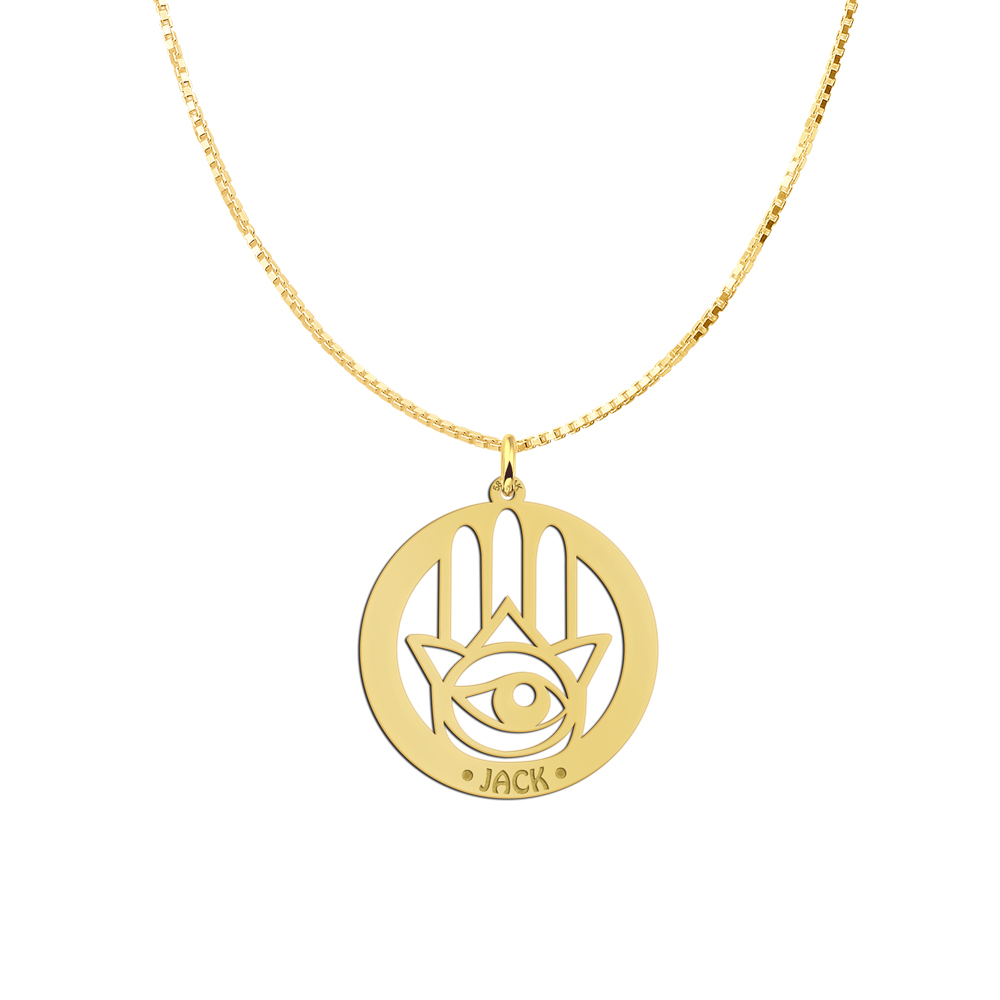 Golden namependant Hamsa Hand