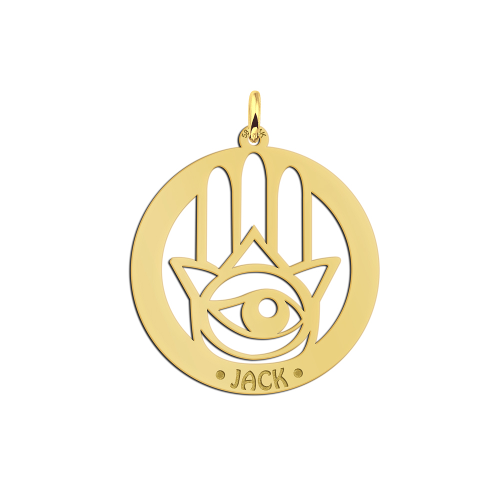 Golden namependant Hamsa Hand