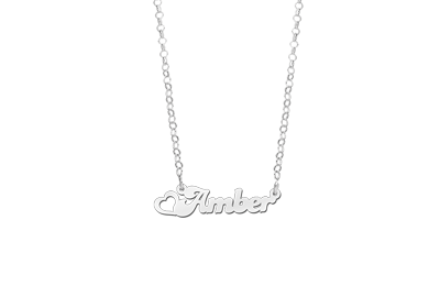 Silver Kids Name Necklace with Heart