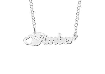 Silver Kids Name Necklace with Heart