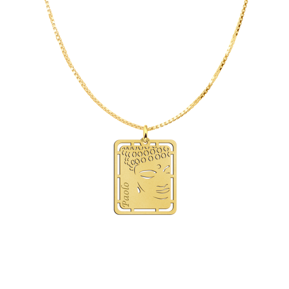 Gold pendant with Buddha and name engraving