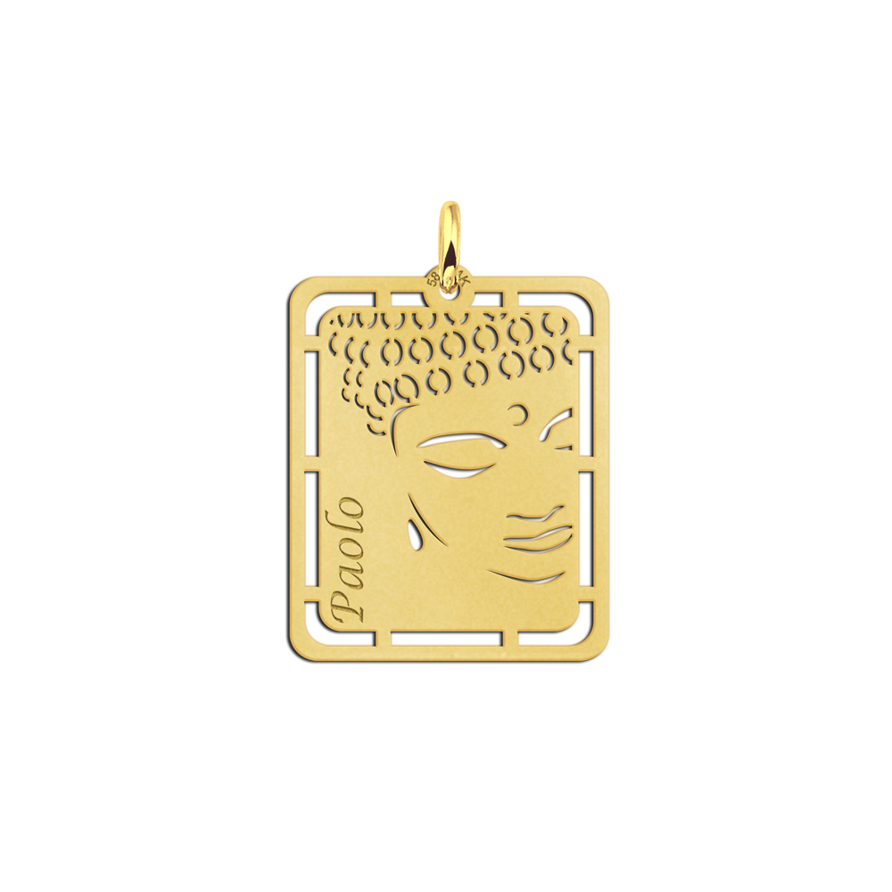 Gold pendant with Buddha and name engraving