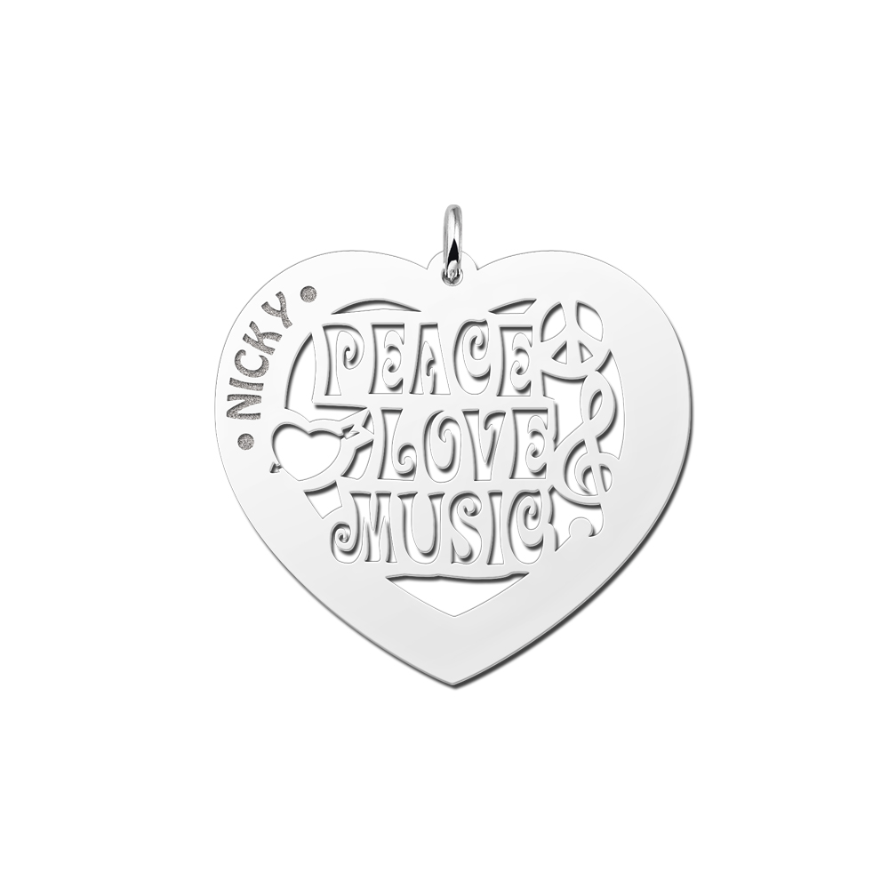 Silver namependant heart Music 60