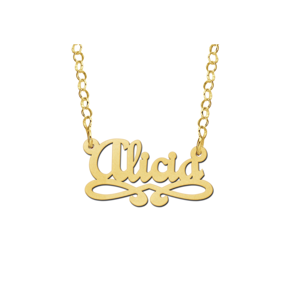 Gold child’s name necklace, model Alicia