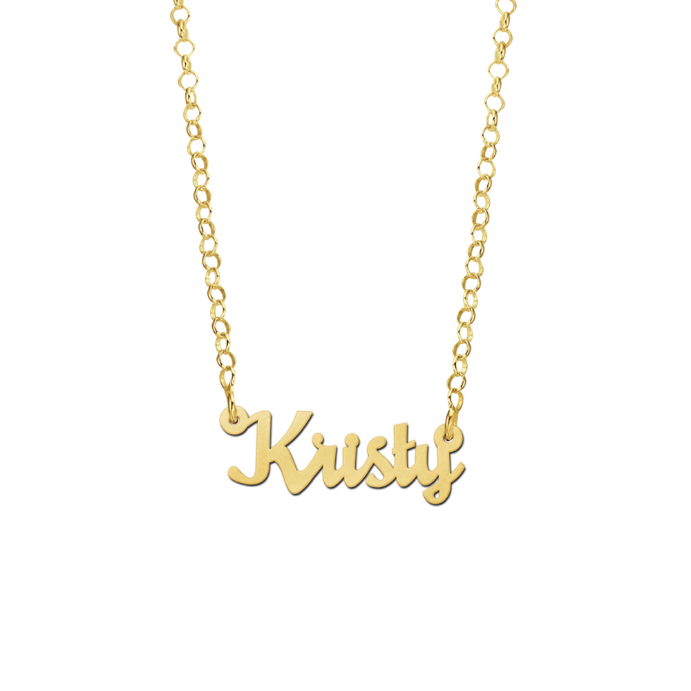 Gold child’s name necklace, model Kristy