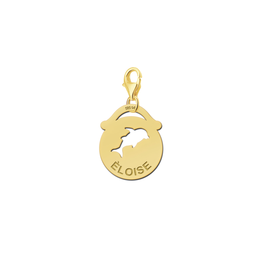 Silver pet namecharm round dolphin