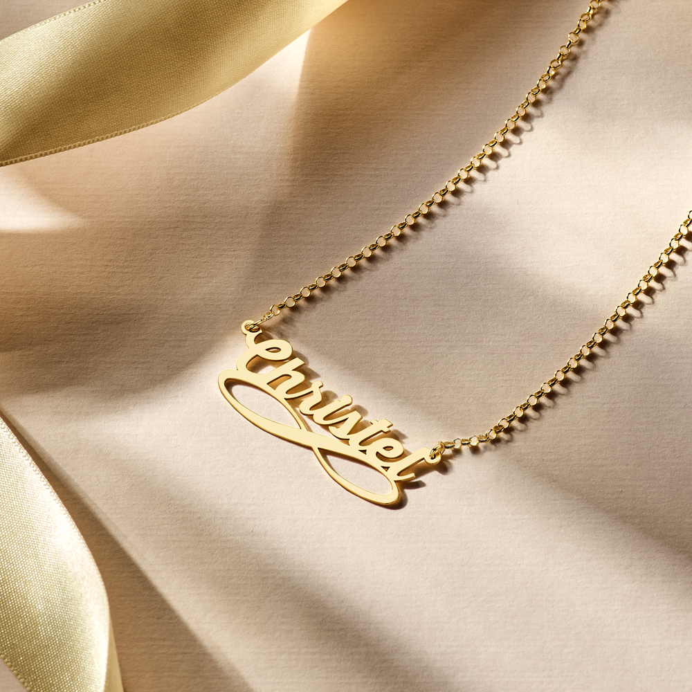Gold name necklace, infinity