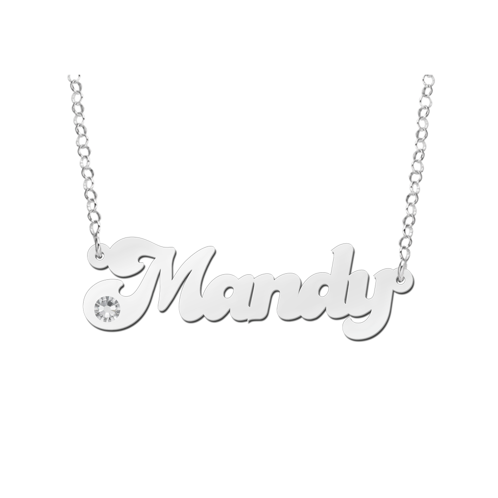 Silver Name Necklace model Mandy