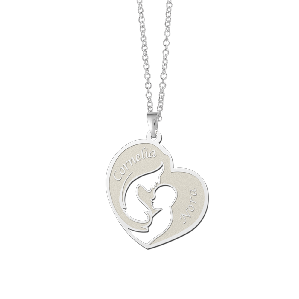 Silver mother and child pendant