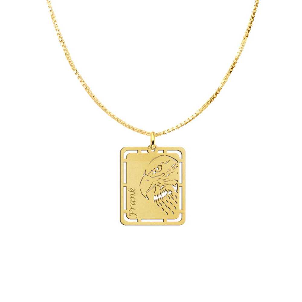 Gold pendant with eagle and name engraving