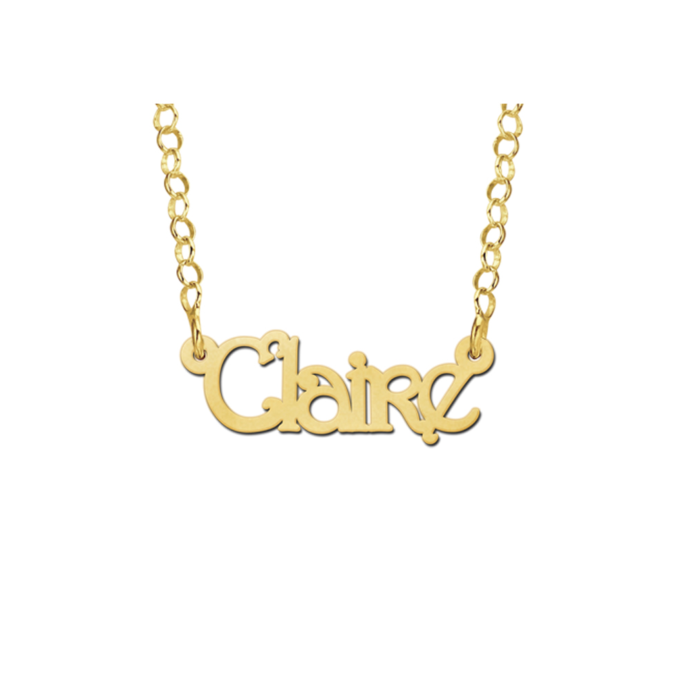 Gold child’s name necklace, model Claire