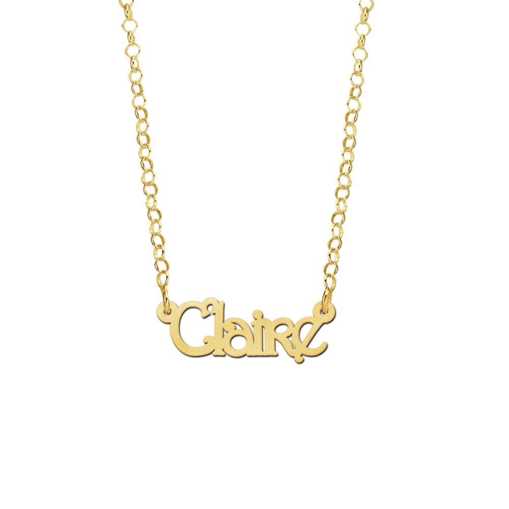 Gold child’s name necklace, model Claire