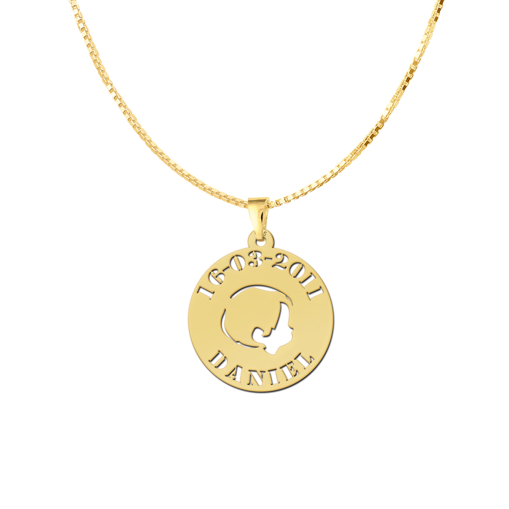 Gold Plated Boy Pendant with Name and Date