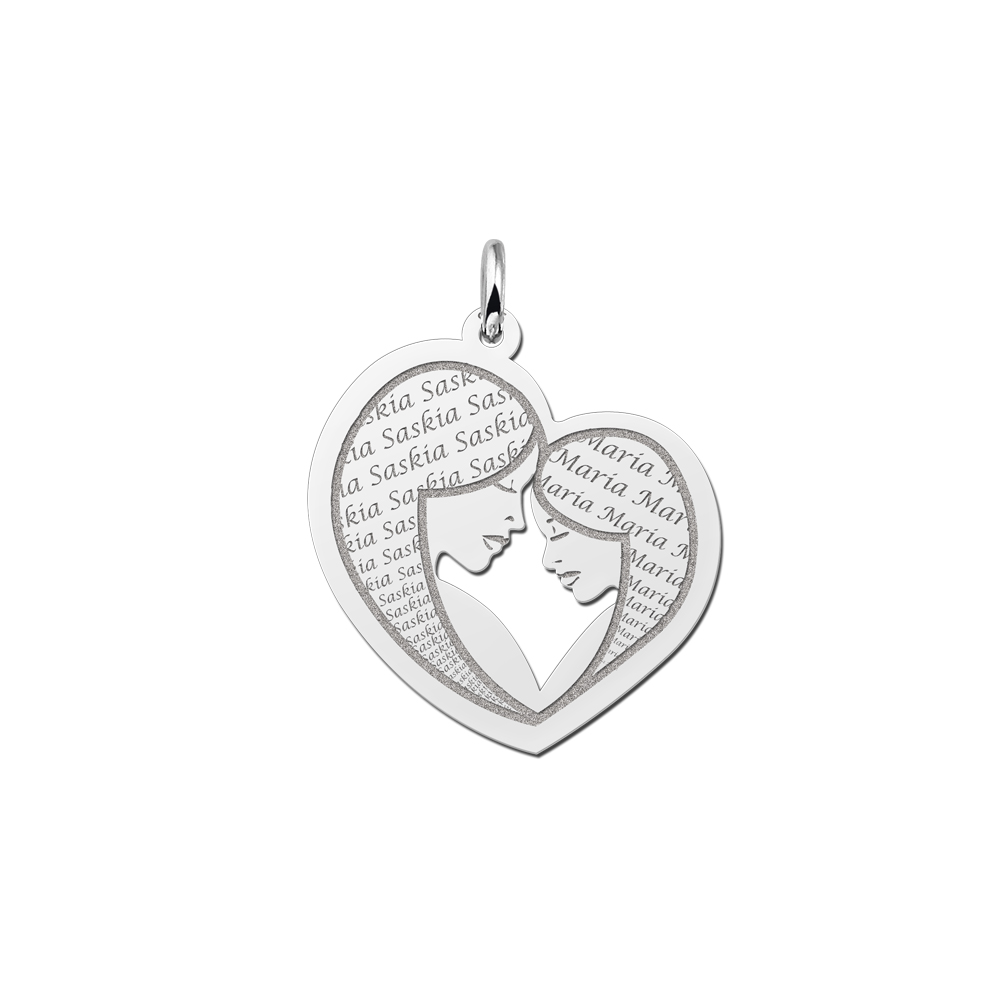 Silver mother and daughter pendant
