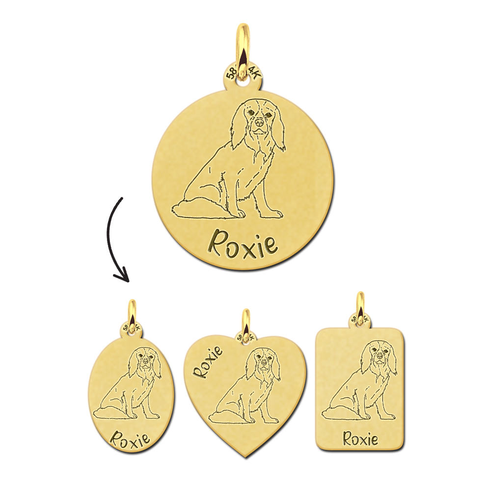 Gold dog pendant Cavalier King Charles Spaniel Gold dog pendant Cavalier King Charles Spaniel