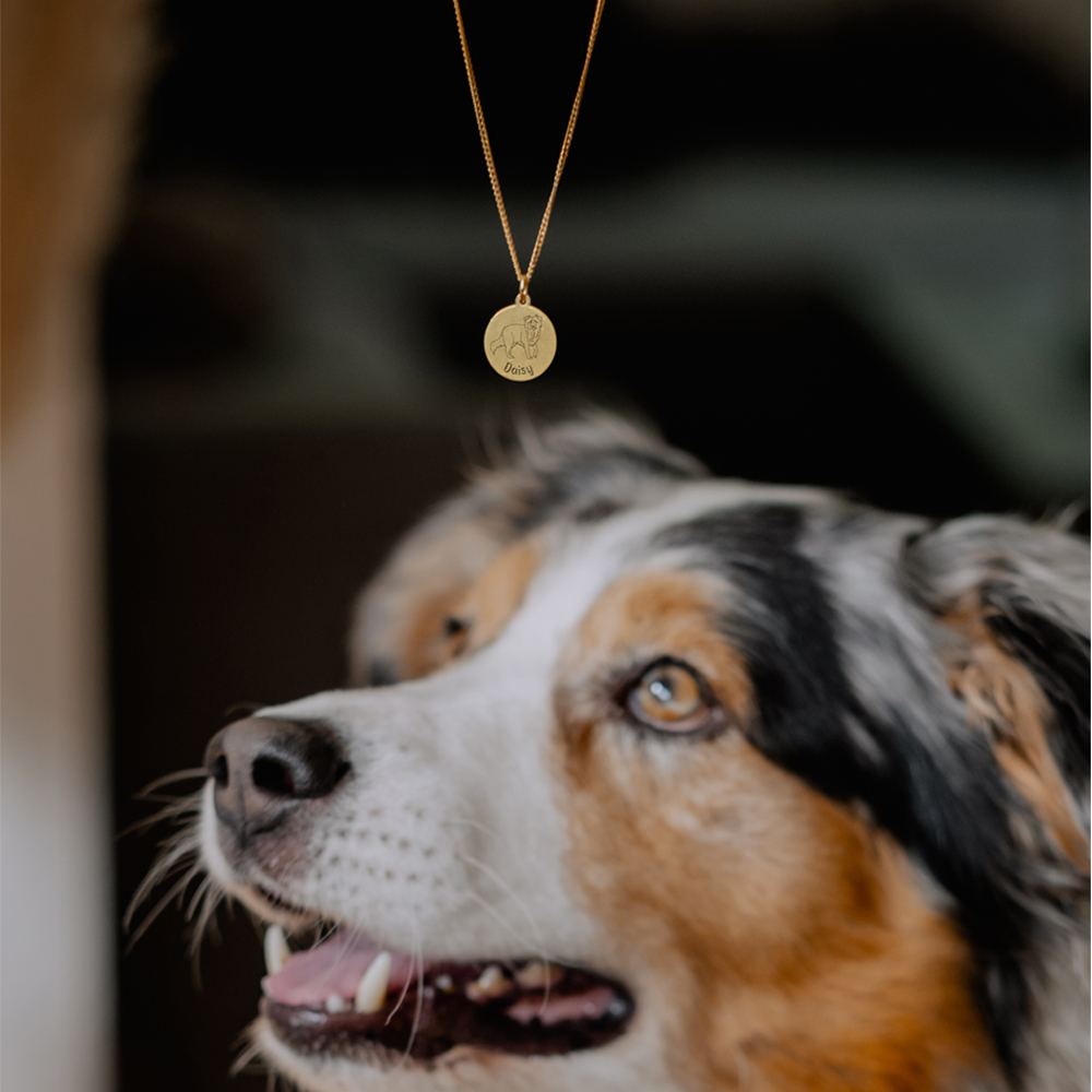 Gold dog pendant Cavalier King Charles Spaniel