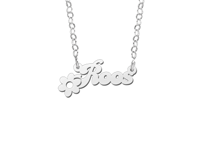 Silver Kids Name Necklace with Flower