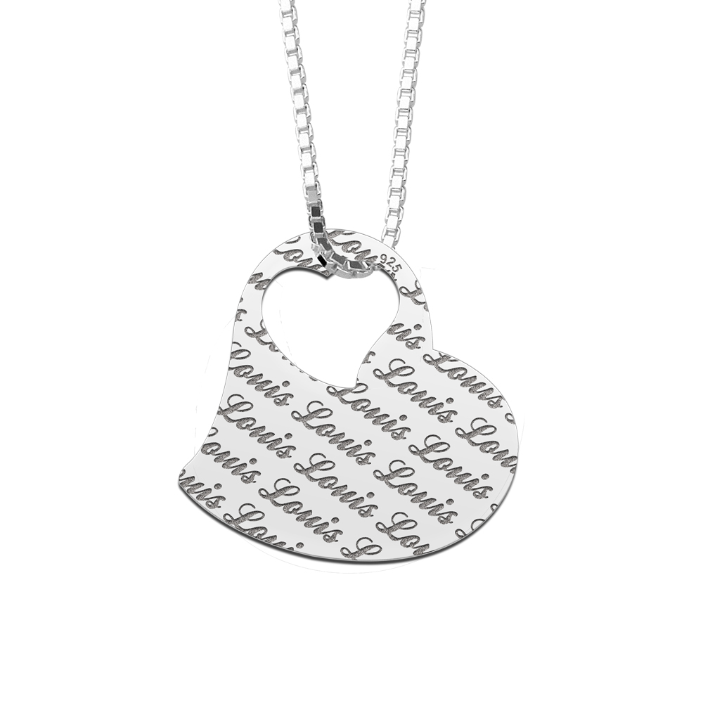Silver heart pendant engraved