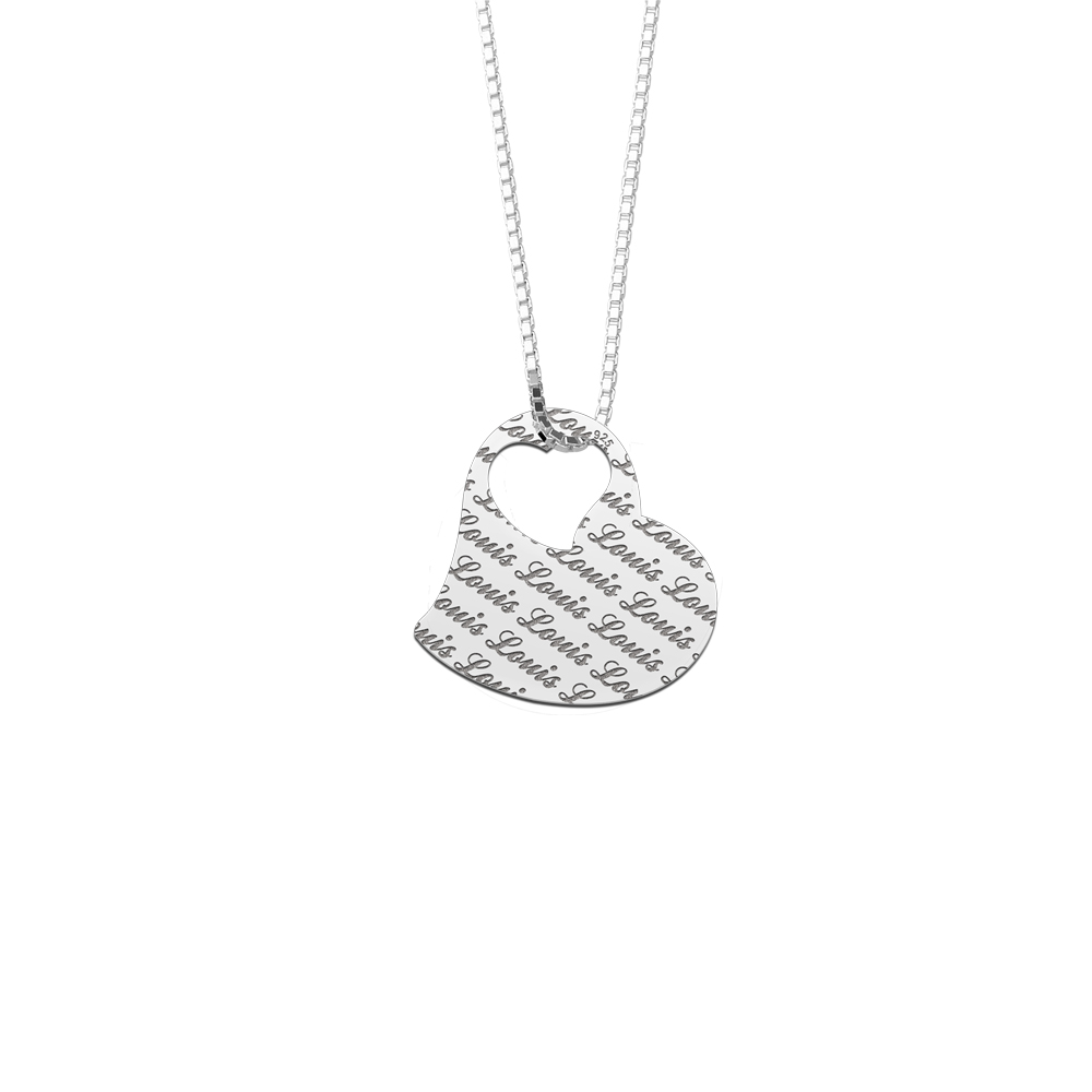 Silver heart pendant engraved