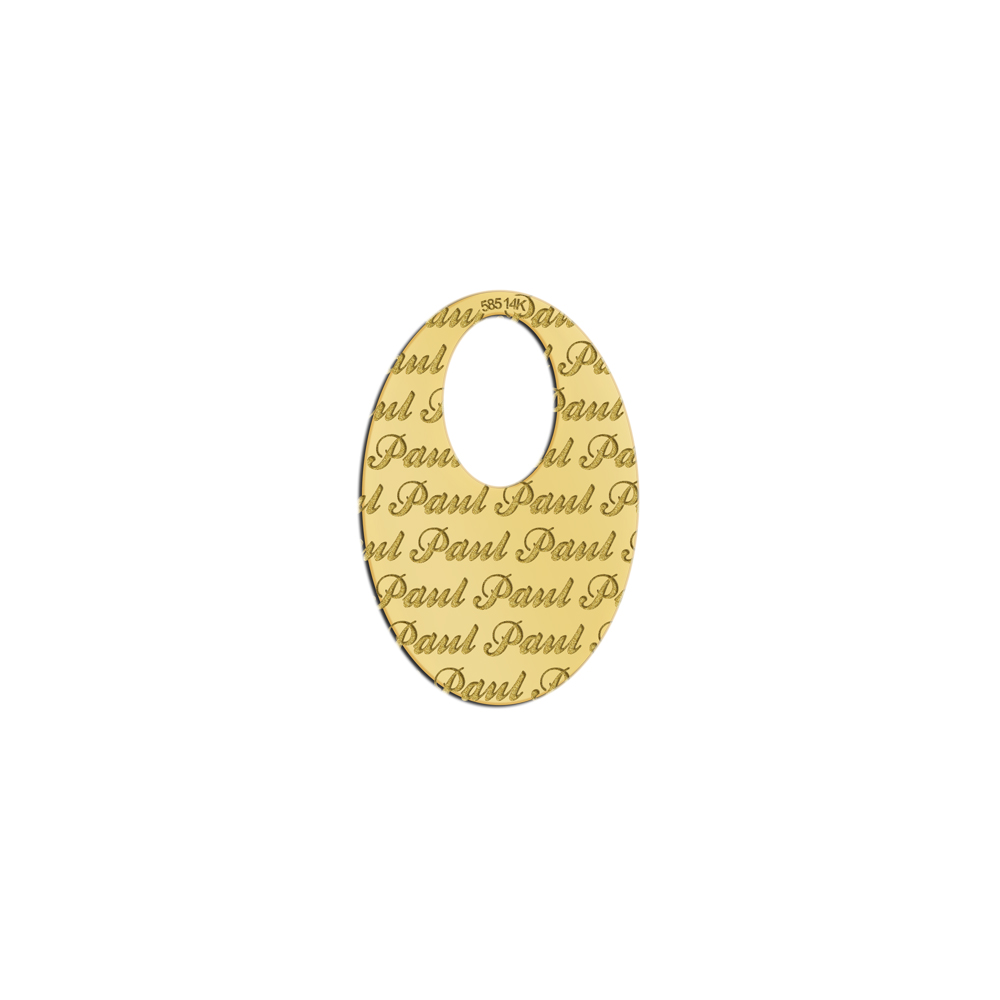 Golden oval pendant engraved