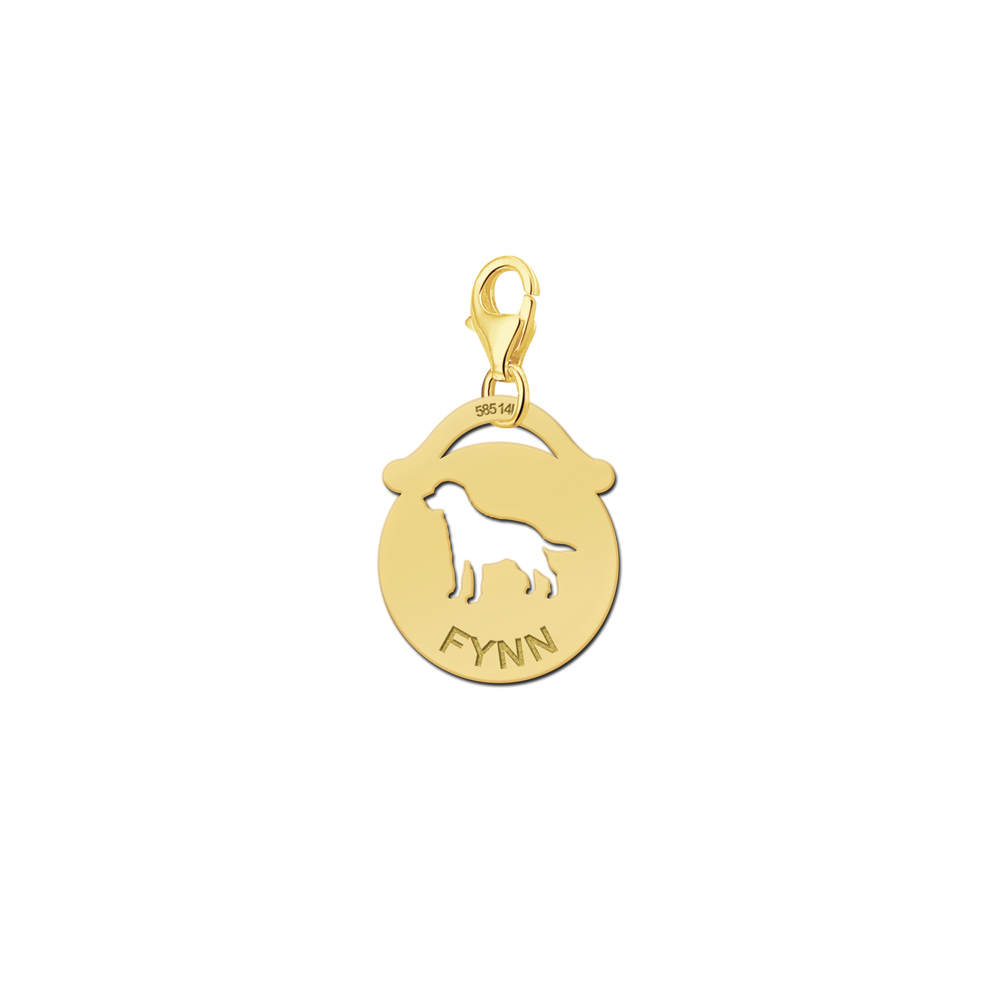 Silver pet namecharm round dog