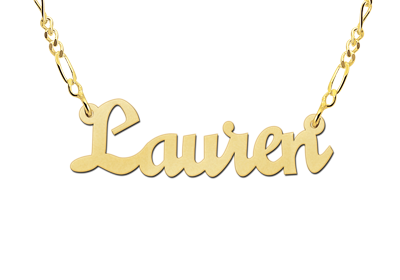Gold name necklace, model Lauren