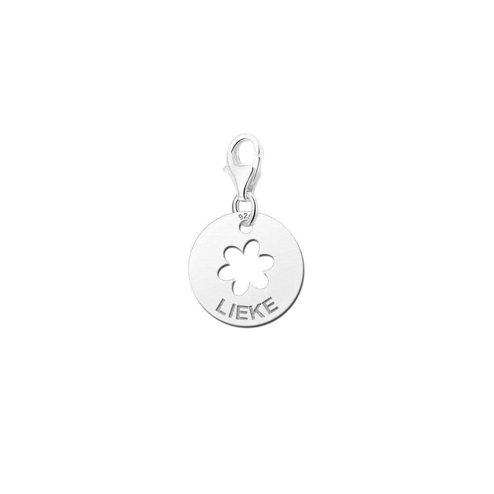 Name charm silver, flower
