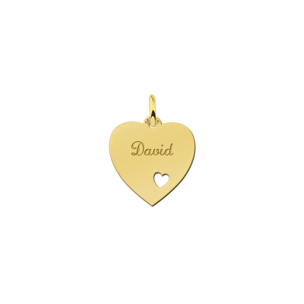 Silver engraved heart nametag heart