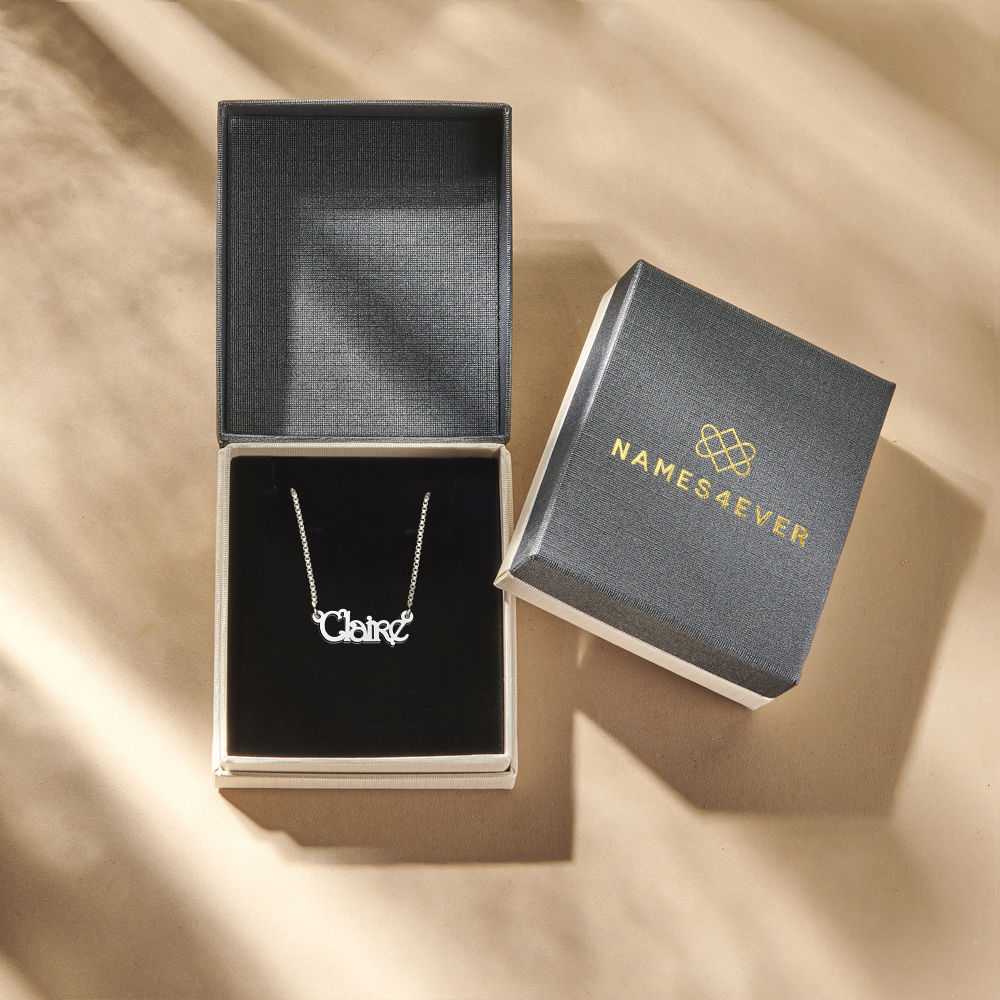 Silver child's name necklace, model Claire