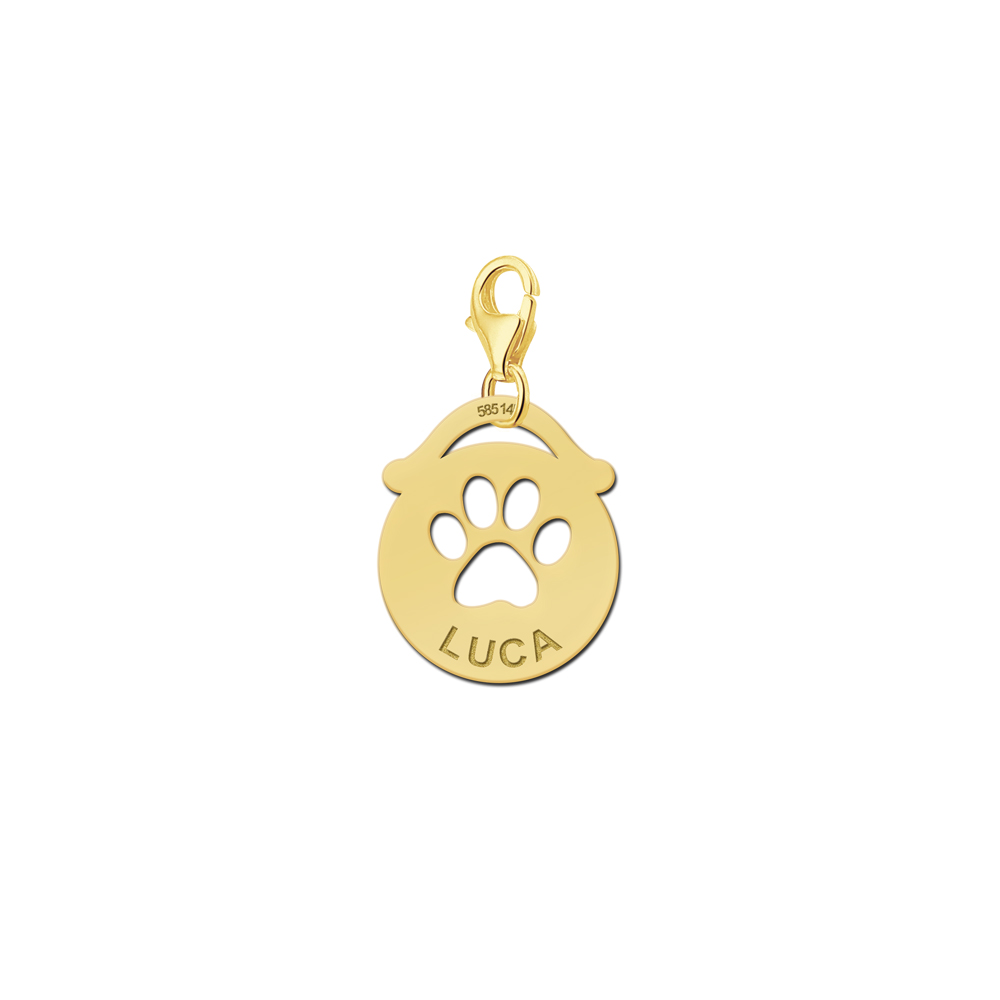 Silver pet namecharm round paw