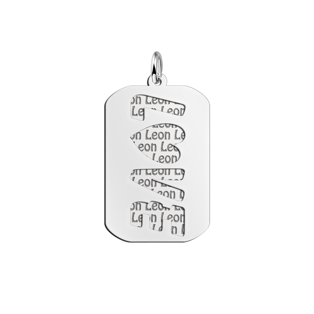 Silver namependant 2-pieces Love dogtag