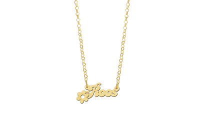 Gold Kids Name Necklace with Flower