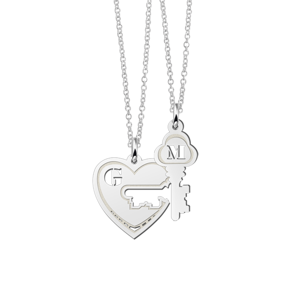 Silver Friendship Necklaces Heart with Key