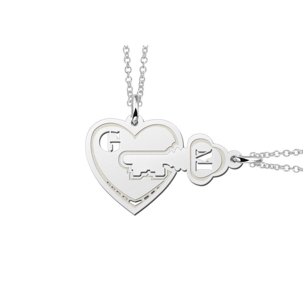 Silver Friendship Necklaces Heart with Key