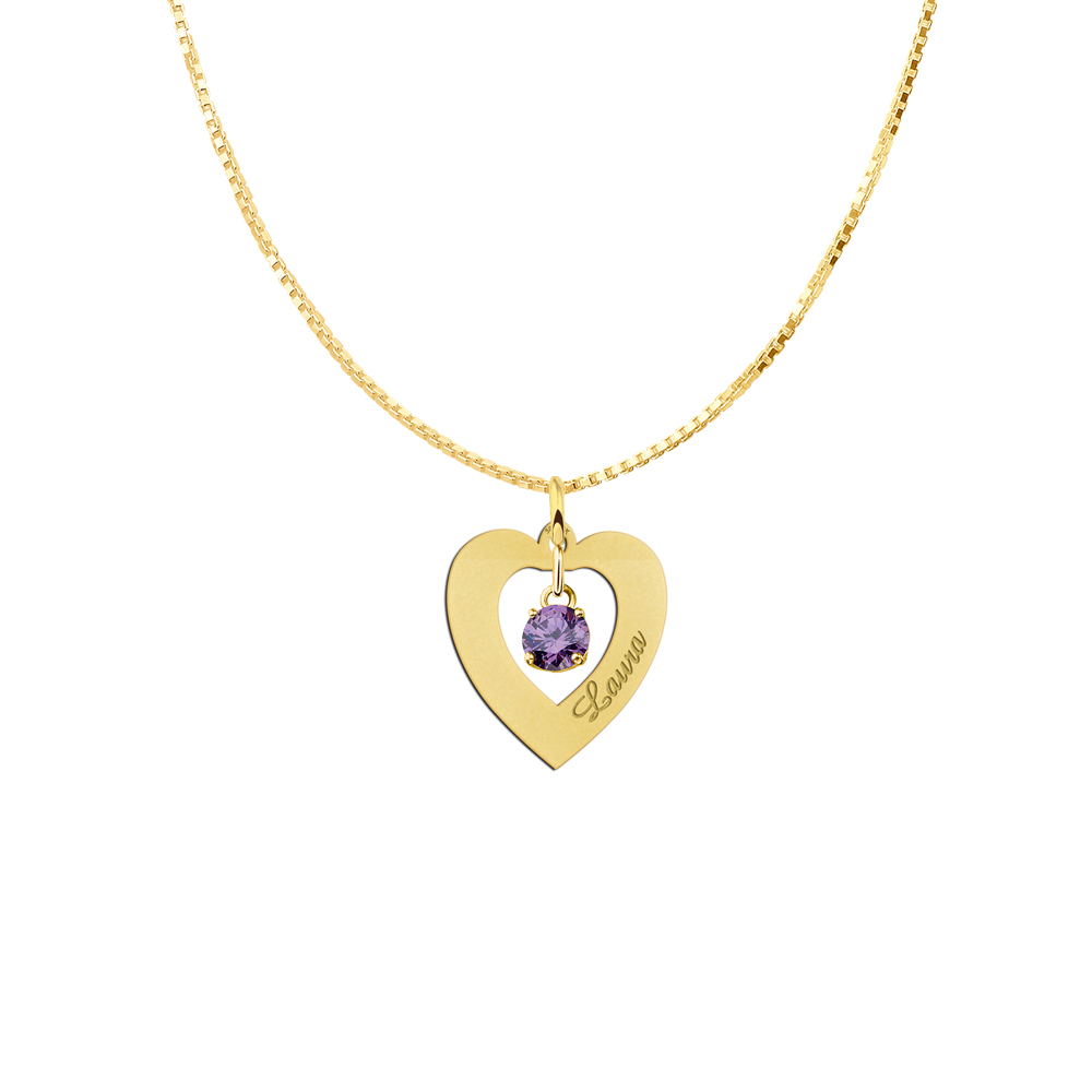 Golden pendant heart cubic zirconia