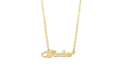 Golden Kids Name Necklace with Heart