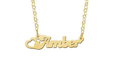 Golden Kids Name Necklace with Heart