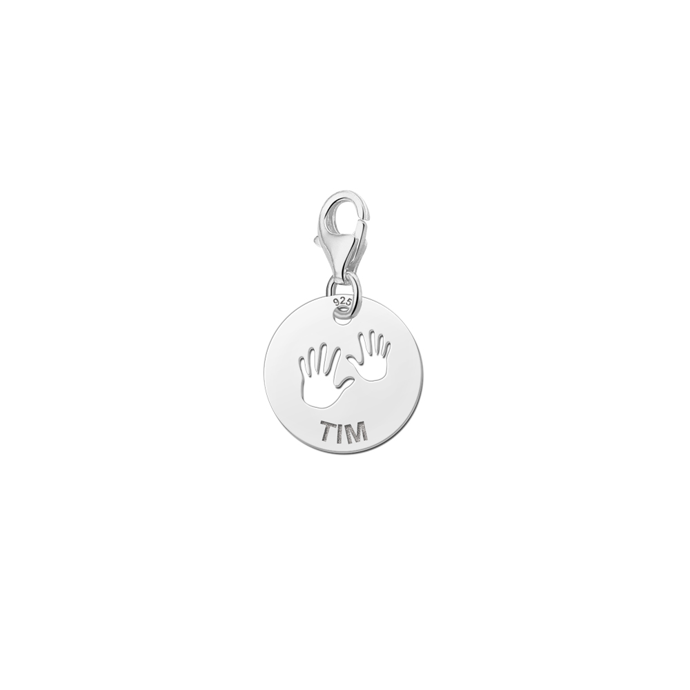 Name charm silver baby hands