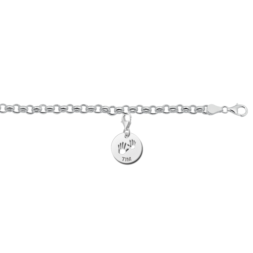 Name charm silver baby hands