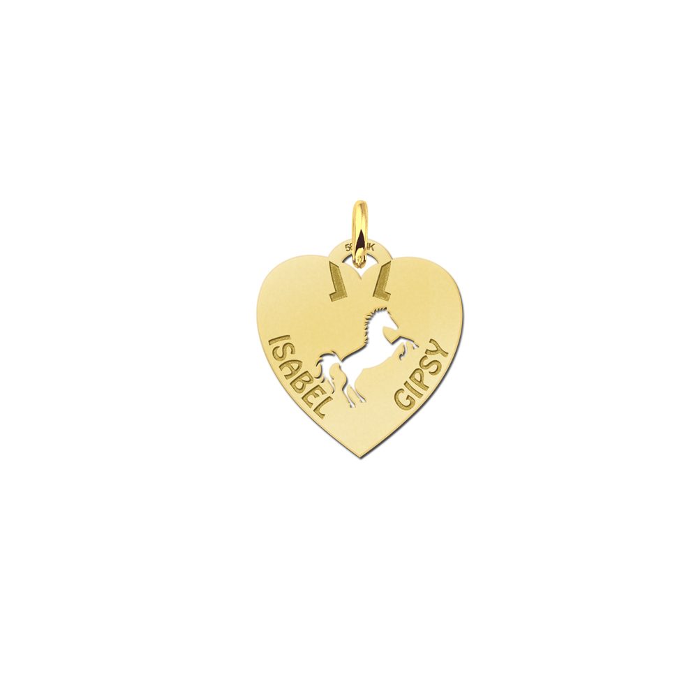 Silver pet namependant heart horse