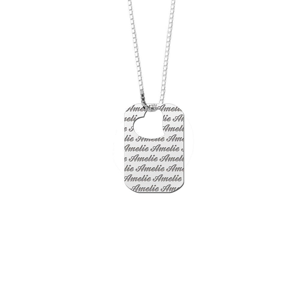 Silver dogtag pendant  engraved with chain 45-50cm