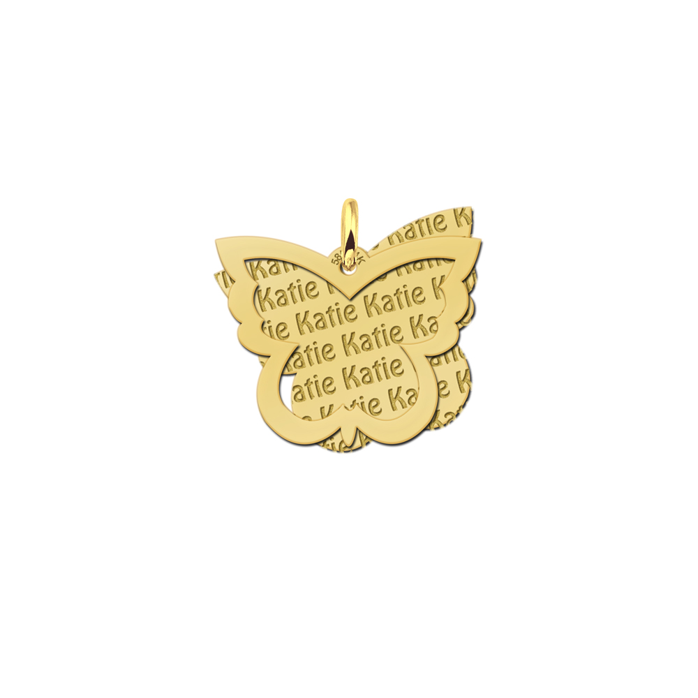 Silver namependant 2-pieces butterfly