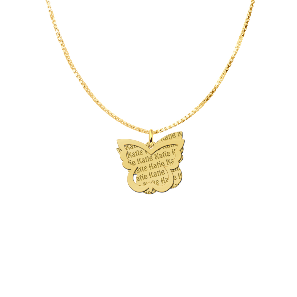 Silver namependant 2-pieces butterfly