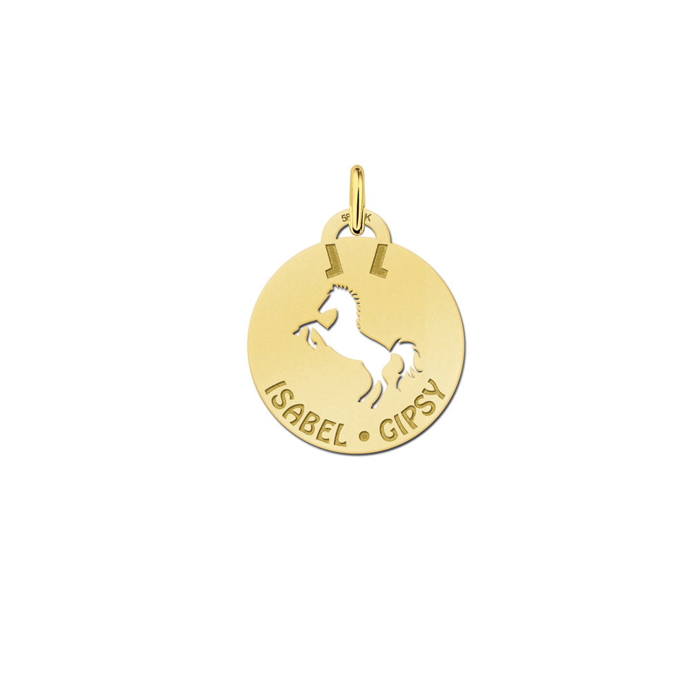 Silver pet namependant round horse