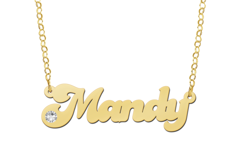 Gold Name Necklace model Mandy