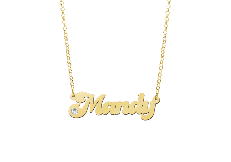 Gold Name Necklace model Mandy